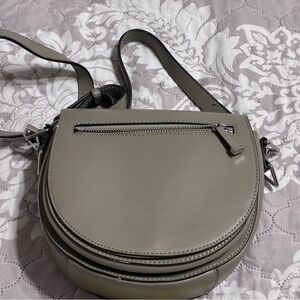 Rebecca Minkoff gray leather saddle crossbody bag